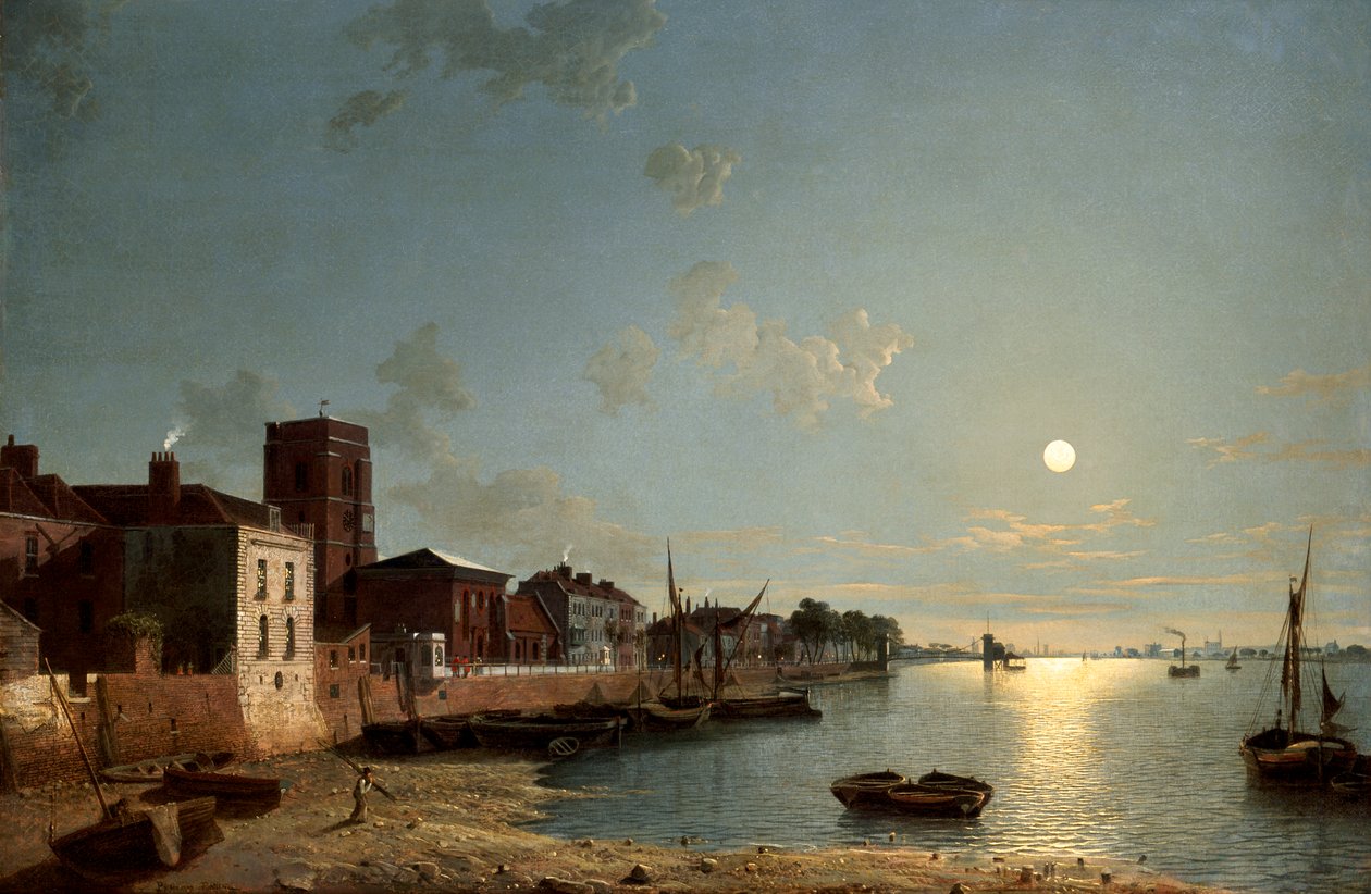 Cheyne Walk en Chelsea, a la luz de la luna de Henry Pether
