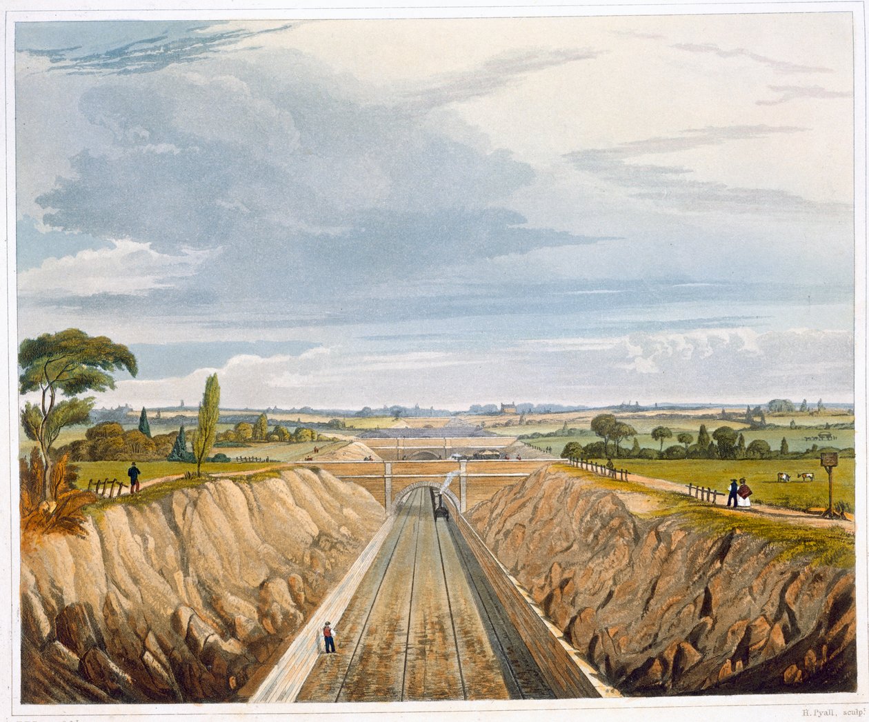 Cerca de Liverpool, mirando hacia Manchester, Ferrocarril de Liverpool y Manchester, 1833 de Henry Pyall
