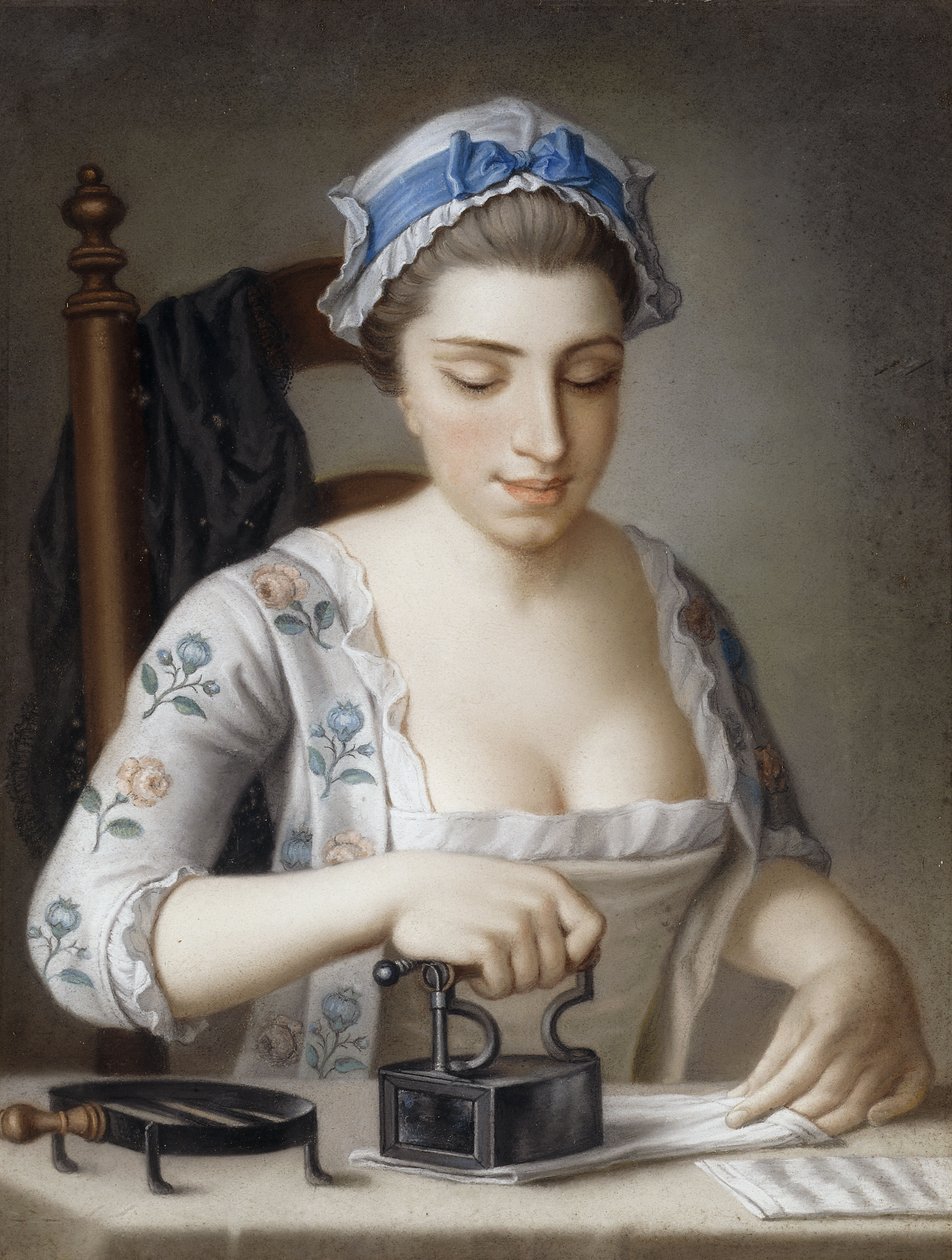 Una criada planchando de Henry Robert Morland