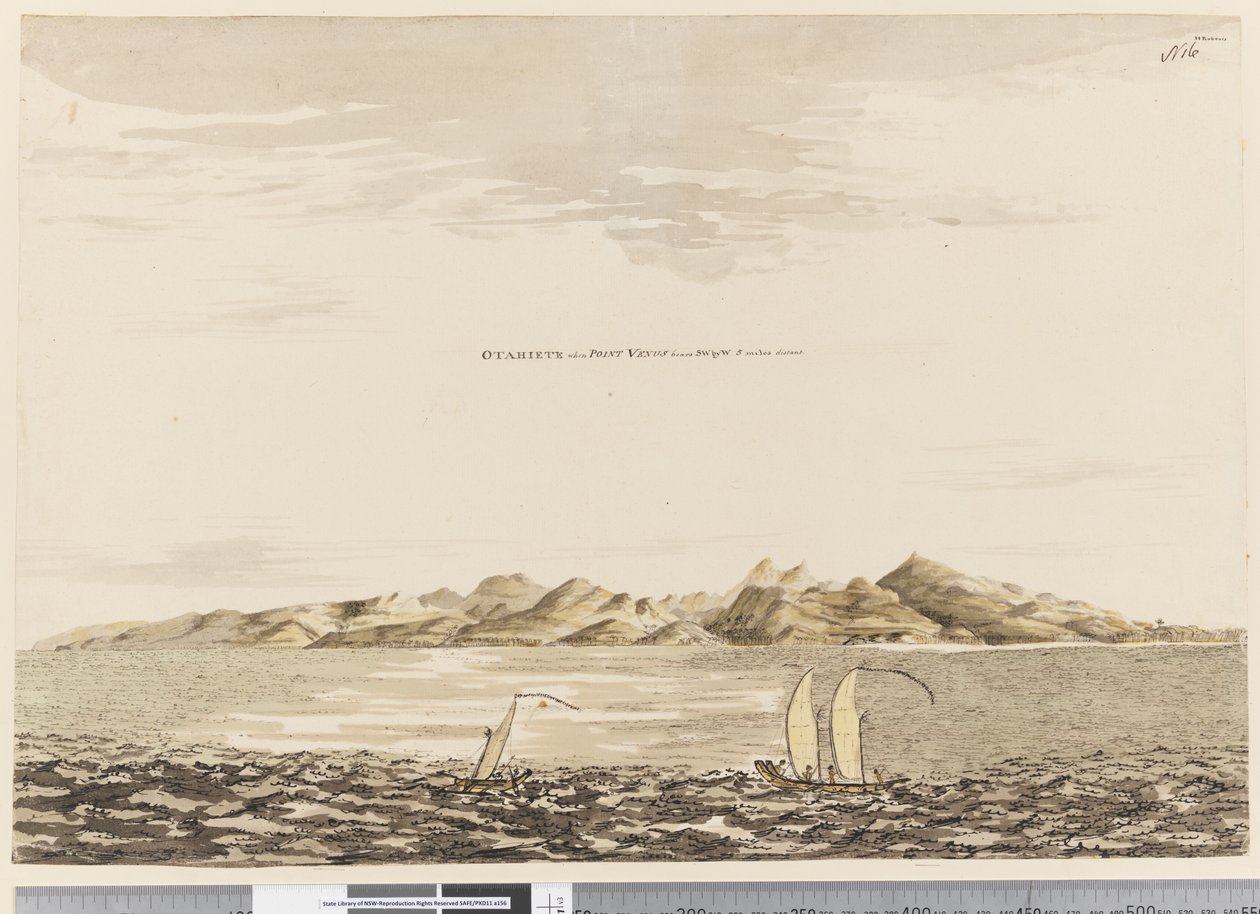Página 16 Otaheite, cuando el punto Venus está a S.O. por O. a 5 millas de distancia, 1768-75 de Henry Roberts