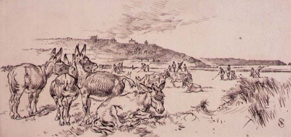 Burros en el campo de golf, ilustración de la revista 
