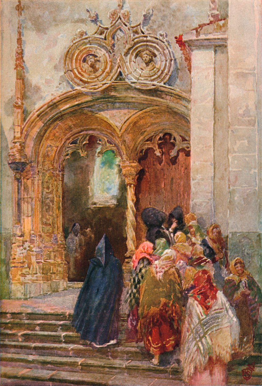 Puerta sur de la Iglesia Matriz, Ponta Delgada, c1899 de Henry Sandham