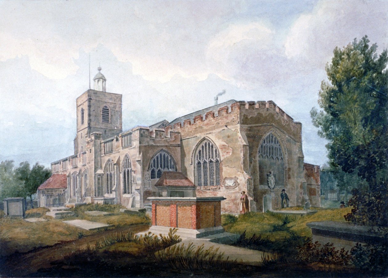Vista sureste de la Iglesia de San Dunstan, Stepney, Londres de Henry Sass
