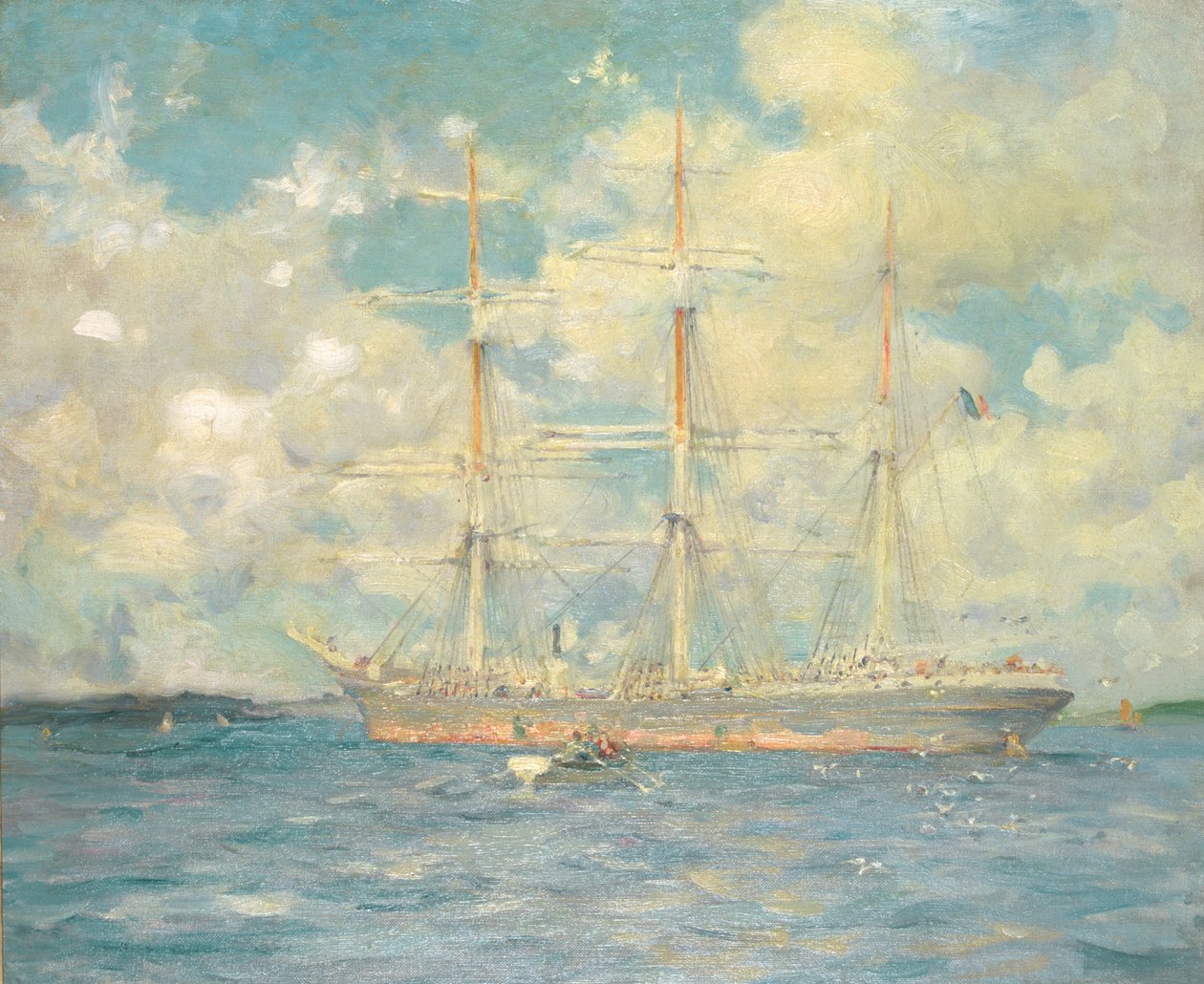 Un Barco Francés en la Bahía de Falmouth, 1902 de Henry Scott Tuke