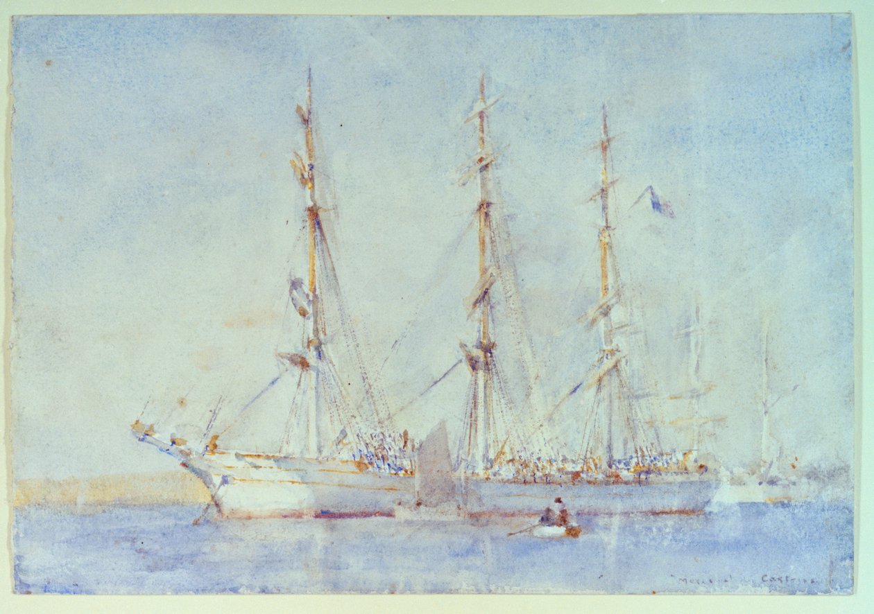 Barco francés Marecual de Cashes [¿Mareschal de Cashes] en Falmouth, julio de 1914, principios del siglo XX (acuarela) de Henry Scott Tuke