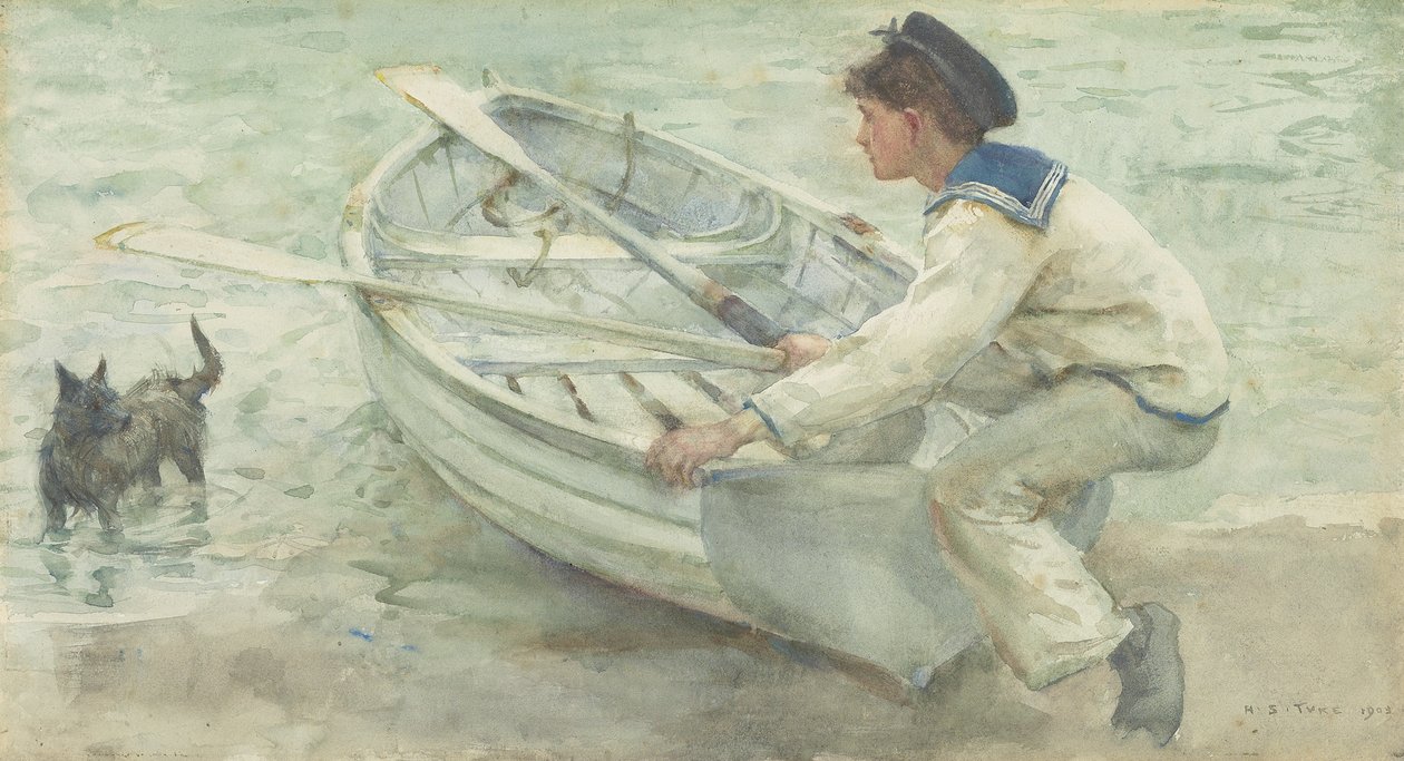 Preparándose para lanzar, 1903 de Henry Scott Tuke