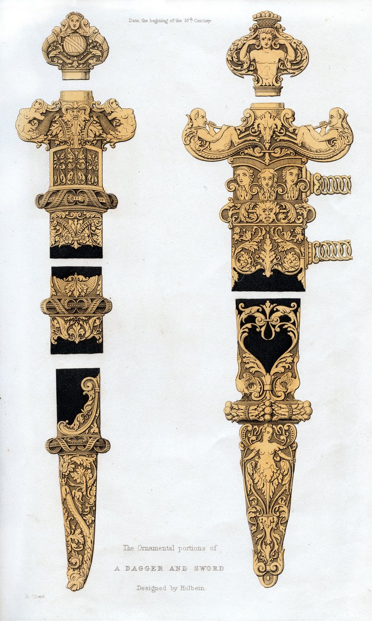 Daga y espada, principios del siglo XVI, 1843 de Henry Shaw