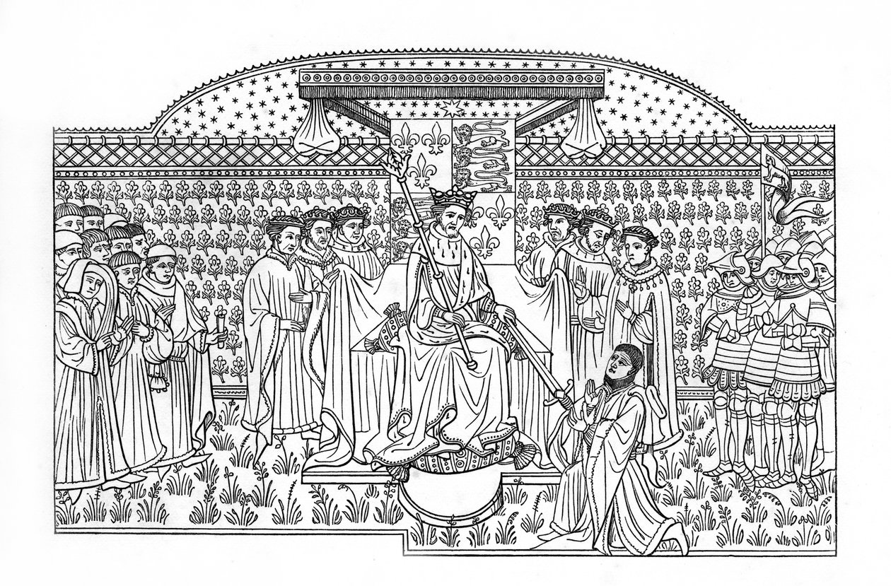 El rey Enrique VI presentando una espada al conde de Shrewsbury, c1445, 1843 de Henry Shaw