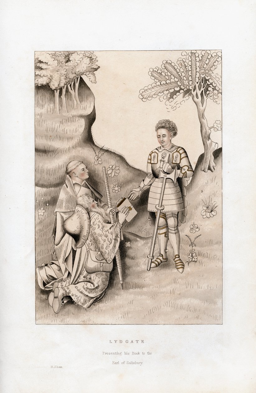 Lydgate presentando su libro al Conde de Salisbury, 1426 de Henry Shaw