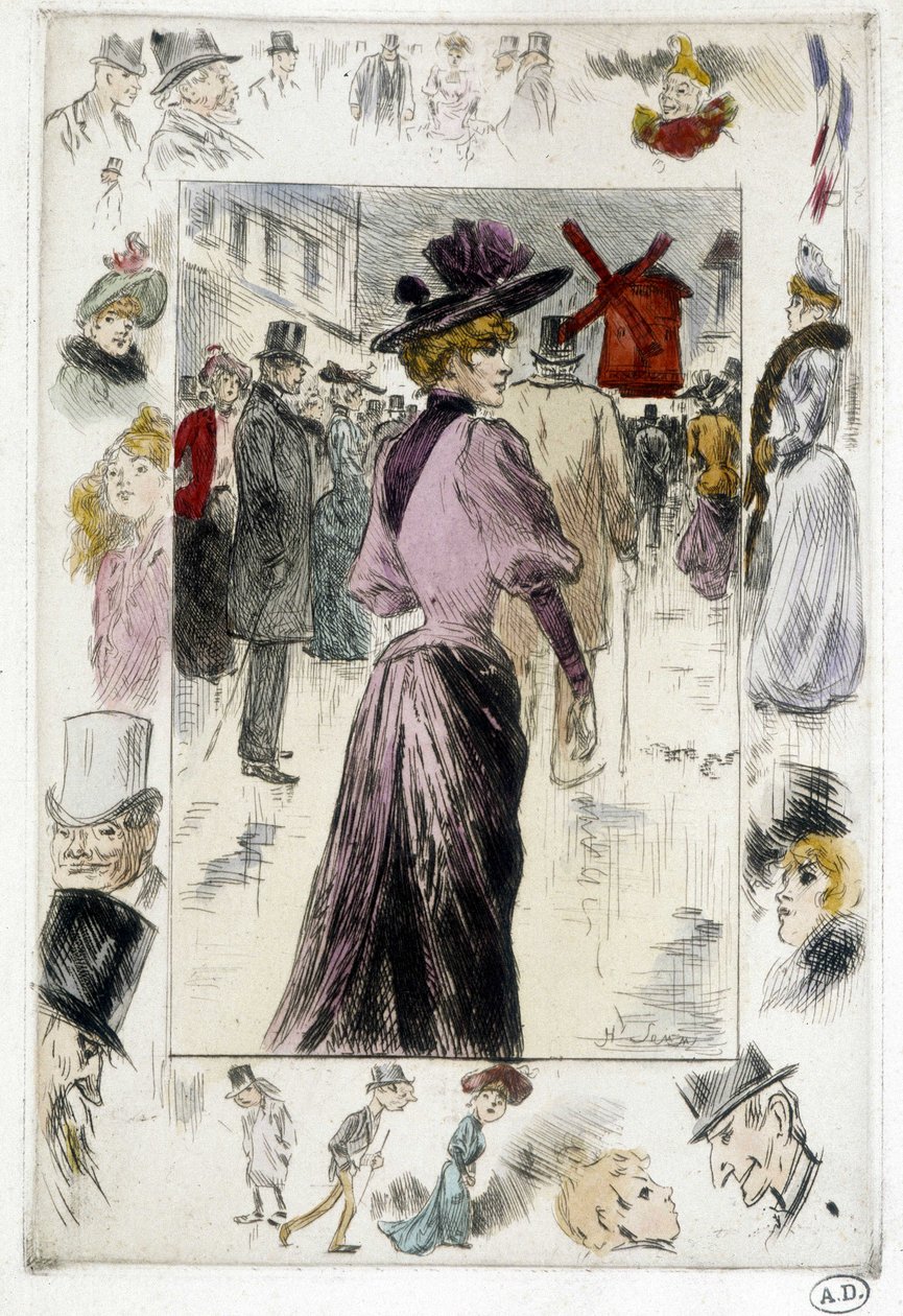 Mujer frente al Moulin Rouge de Henry Somm