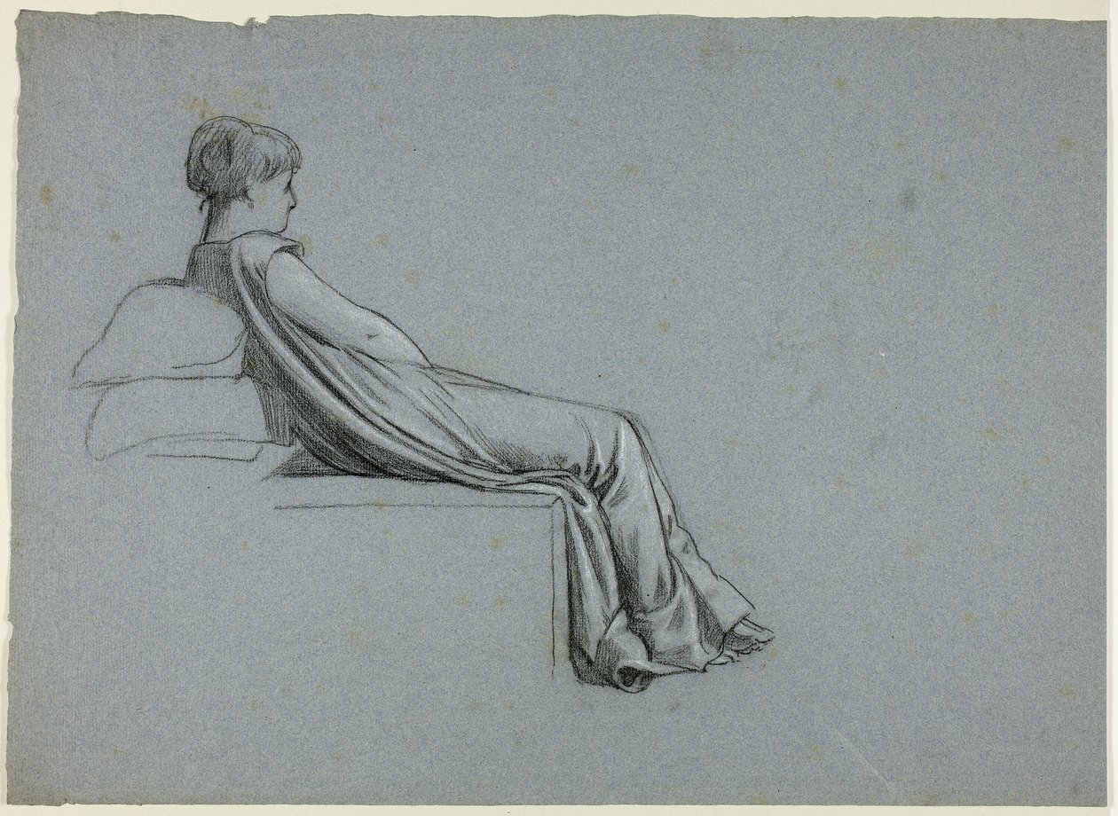Mujer sentada apoyada en almohadas de Henry Stacy Marks
