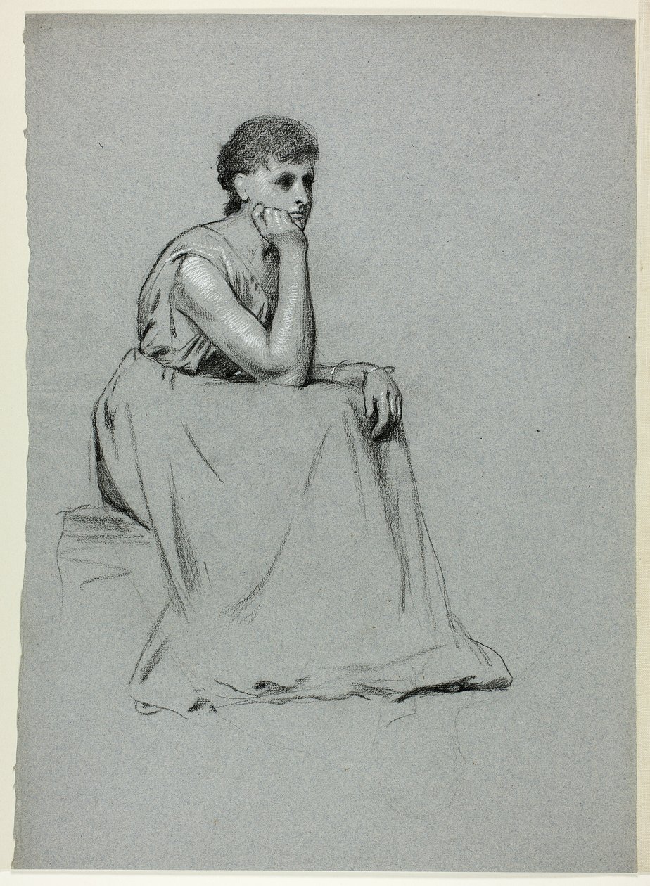 Mujer sentada apoyada en el codo de Henry Stacy Marks