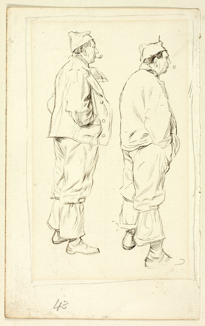 Dos esbozos de jornalero de pie de Henry Stacy Marks