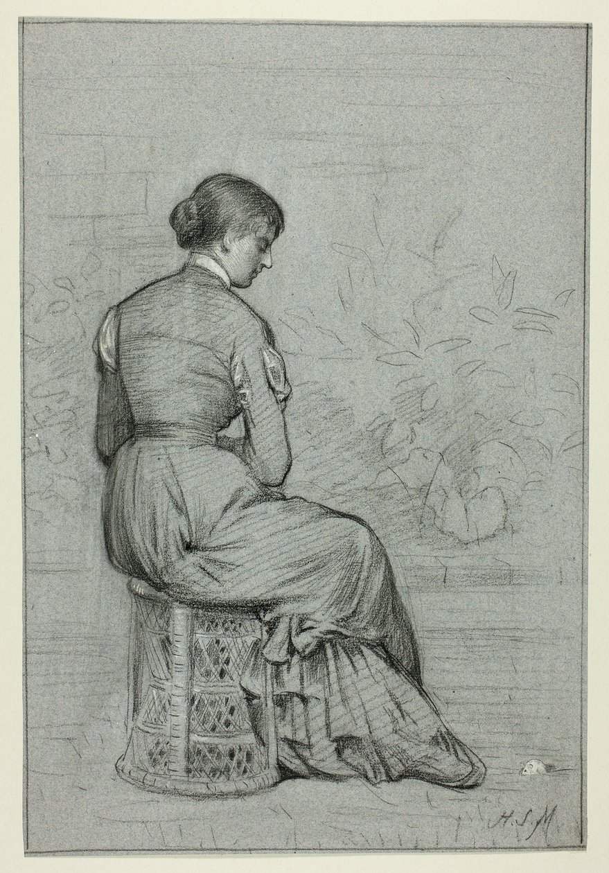 Mujer sentada en un taburete de Henry Stacy Marks