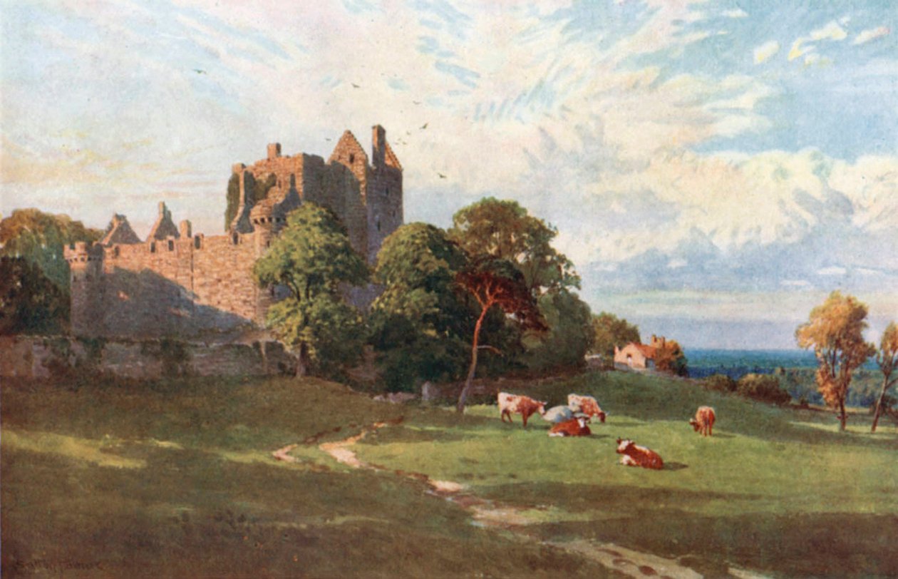 Castillo de Craigmillar, cerca de Edimburgo (litografía en color) de Henry Sutton Palmer