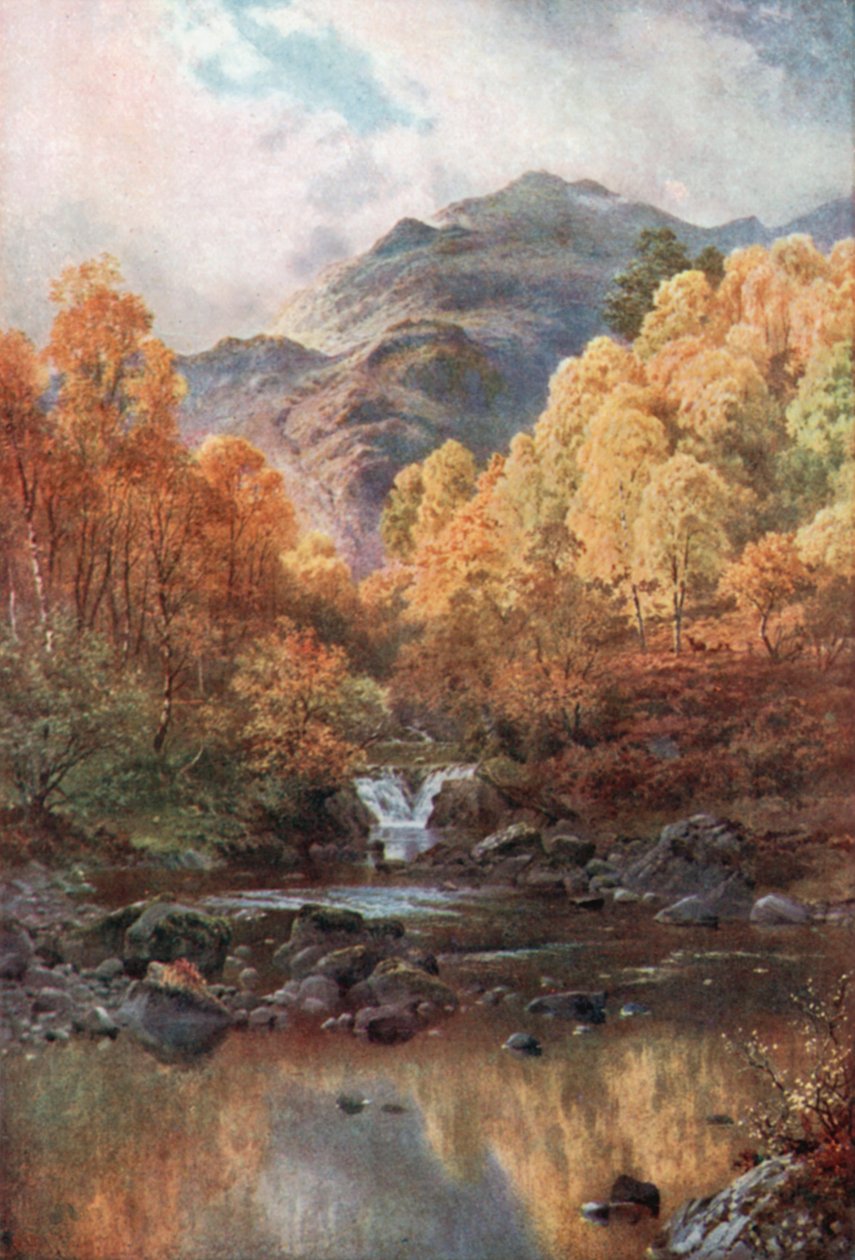 En el corazón de los Trossachs, Perthshire (litografía en color) de Henry Sutton Palmer