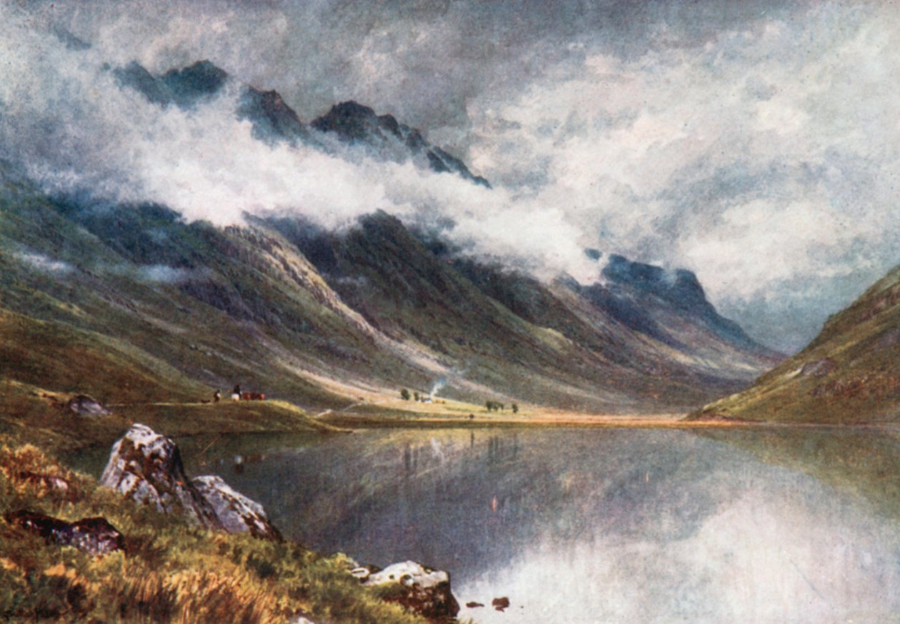 Loch Triochatan, entrada de Glencoe, Argyllshire (litografía en color) de Henry Sutton Palmer