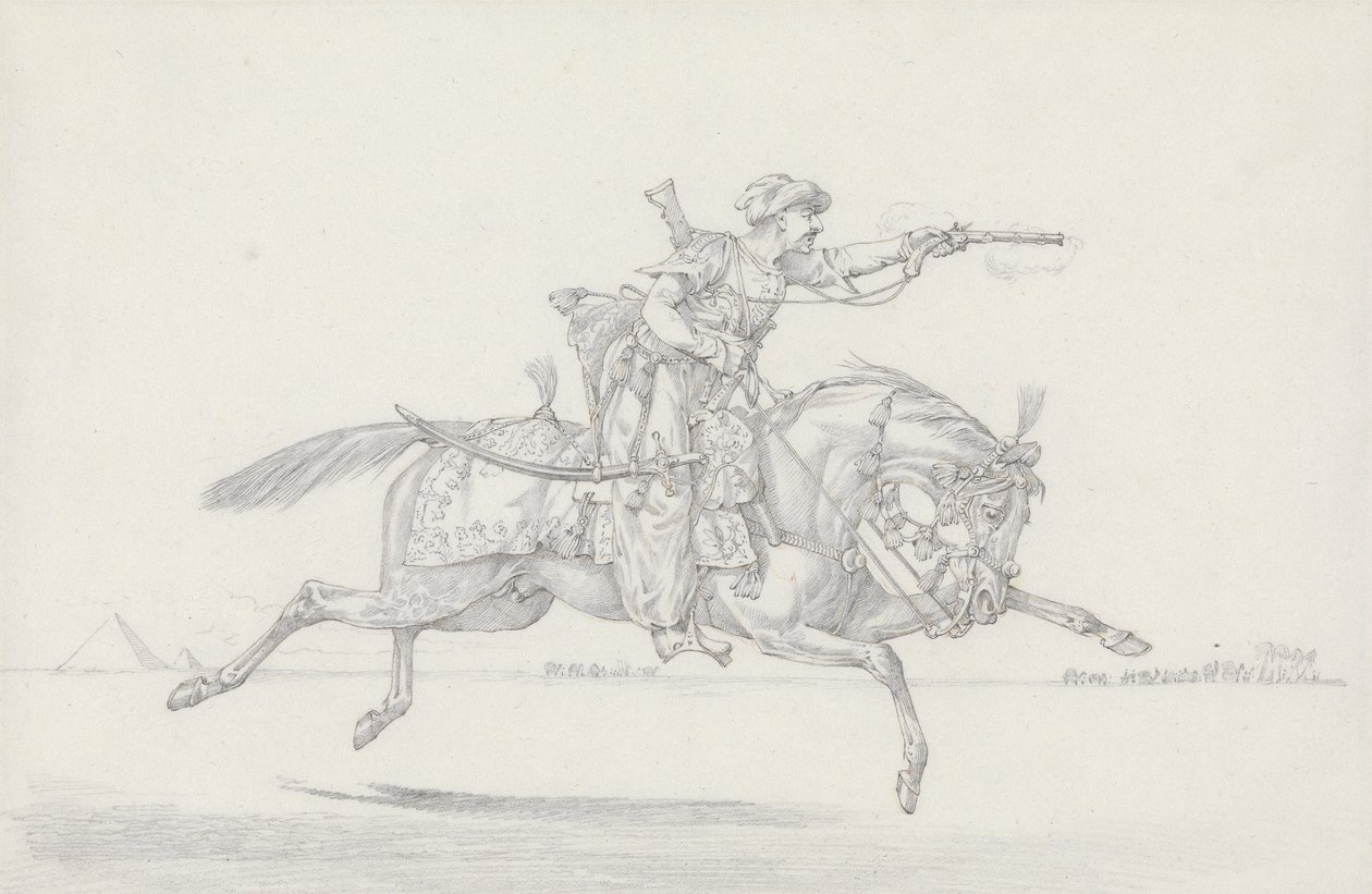 Un mameluco cargando disparando una pistola de Henry Thomas Alken