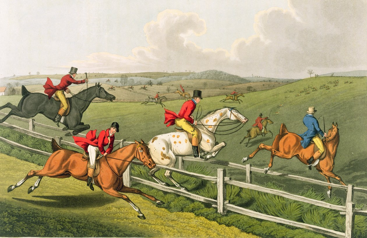 Caza del Zorro, grabado por I. Clark, pub. por Thomas McLean, 1820 de Henry Thomas Alken