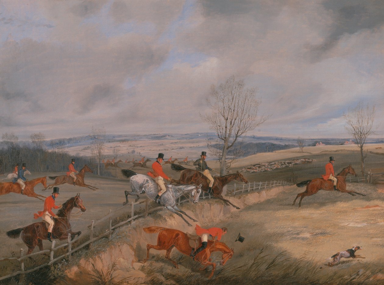 Escena de caza: Dibujo de la portada de Henry Thomas Alken