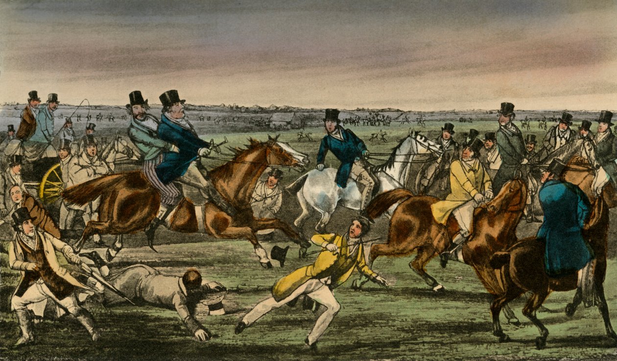 El Sr. Jorrocks hace su entrada en el anillo de apuestas de Newmarket, 1838 de Henry Thomas Alken