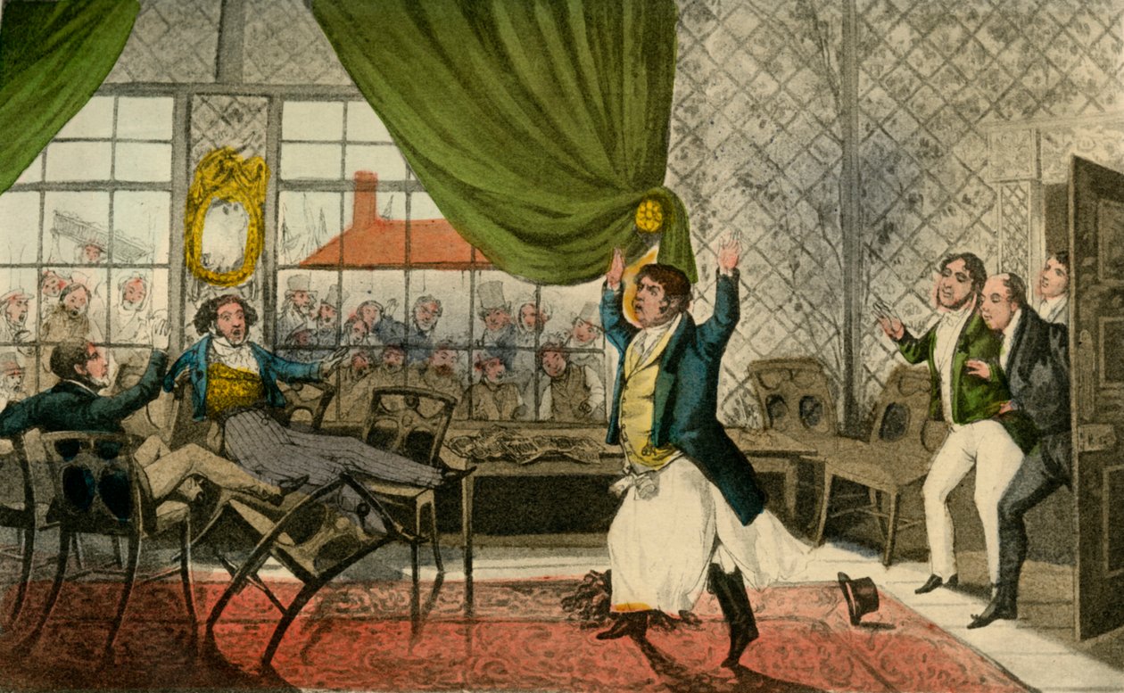 ¡Oh Caballeros! ¡Caballeros! aquí hay un lamentable Suceso, 1838 de Henry Thomas Alken