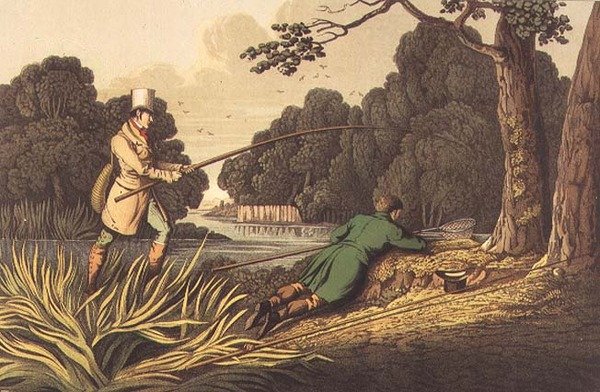 Pesca de lucios, grabado por I. Clark, publicado por Thomas McLean de Henry Thomas Alken