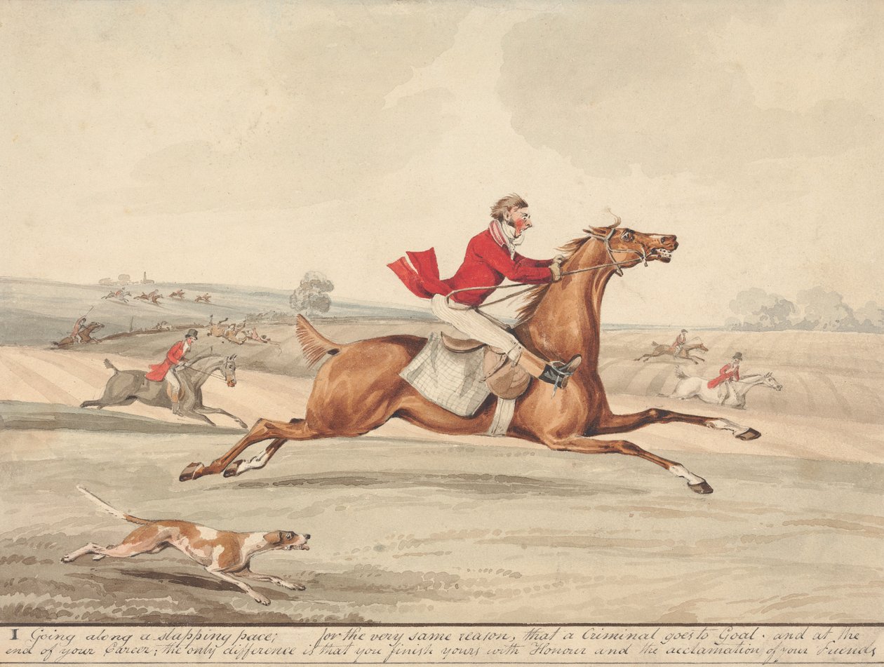 «Caballos cualificados y jinetes sin experiencia»: «A un ritmo trepidante...» de Henry Thomas Alken