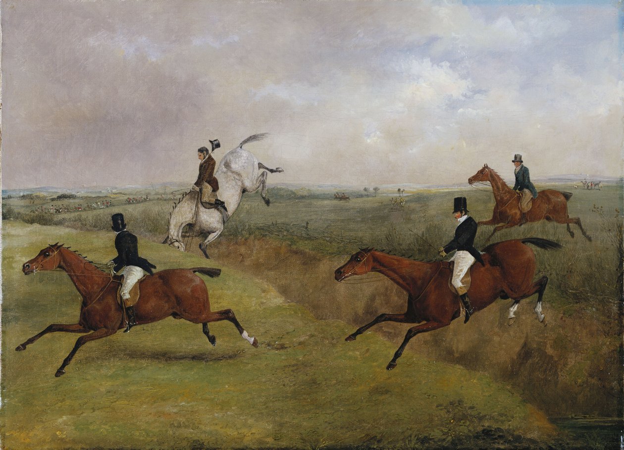 La gran carrera de obstáculos de Leicestershire, 12 de marzo de 1829: La última caída de Dick Christian - Comúnmente llamada "Un cabezazo" de Henry Thomas Alken