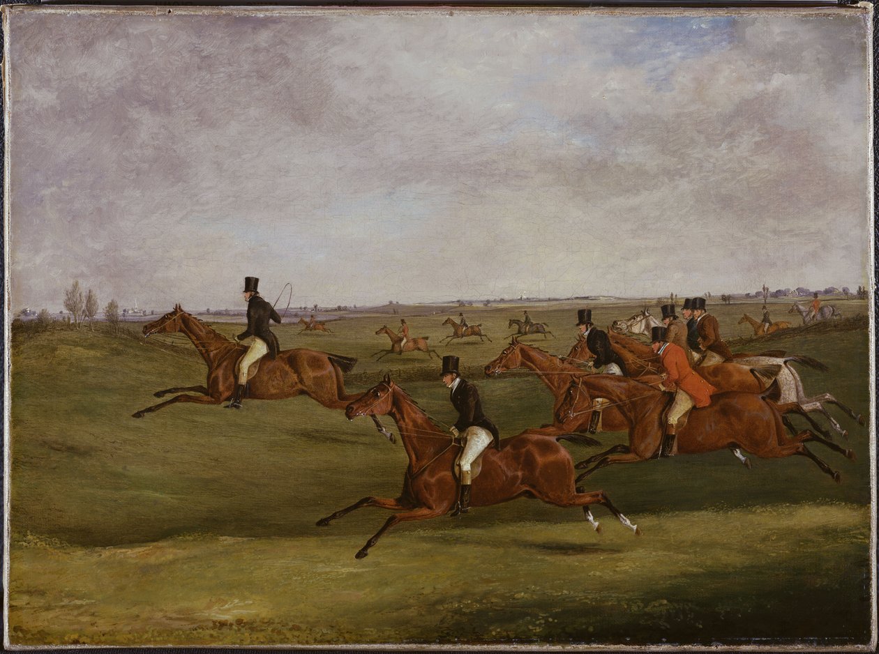 La gran carrera de obstáculos de Leicestershire, 12 de marzo de 1829: A toda velocidad de Henry Thomas Alken