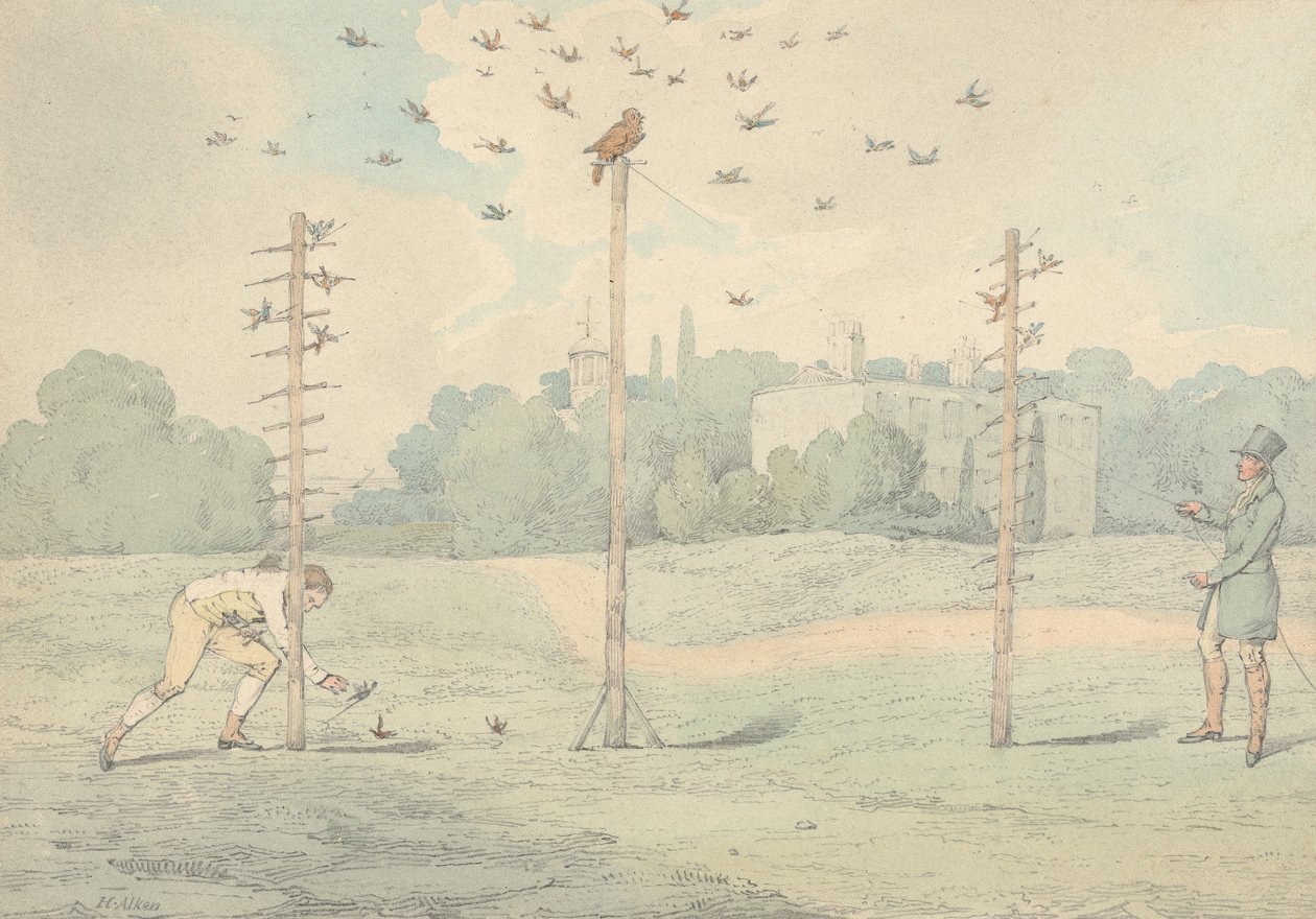 «Los deportes nacionales de Gran Bretaña», 1821: La caza del búho de Henry Thomas Alken