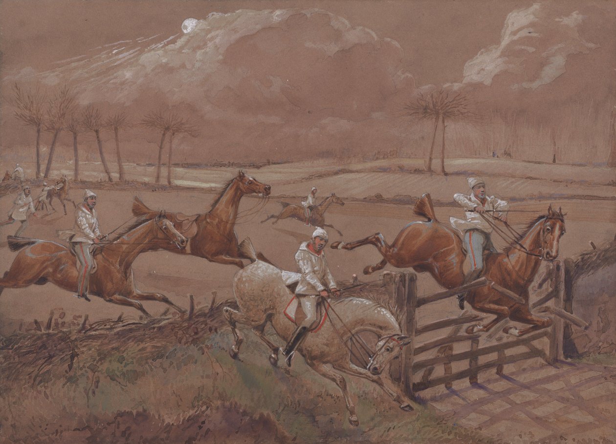 Los jinetes nocturnos de Nacton: El último campo cerca de Nacton Heath de Henry Thomas Alken