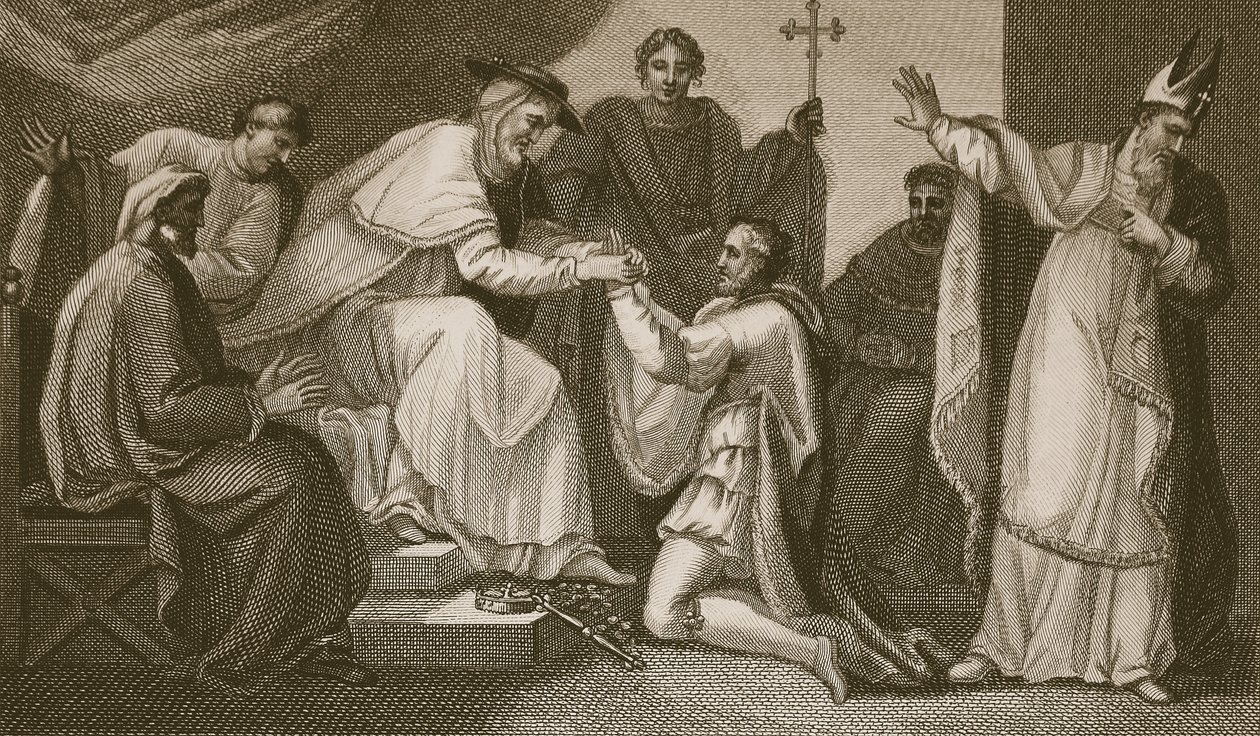 Sumisión de John, grabado por Delatre, ilustración de 