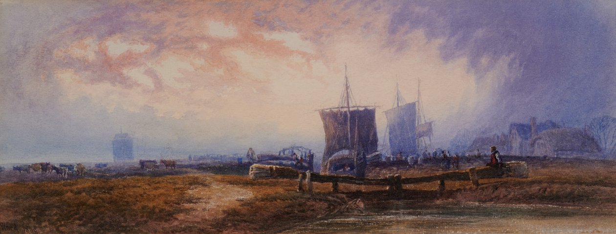 Escena del canal con esclusas de Henry Ward