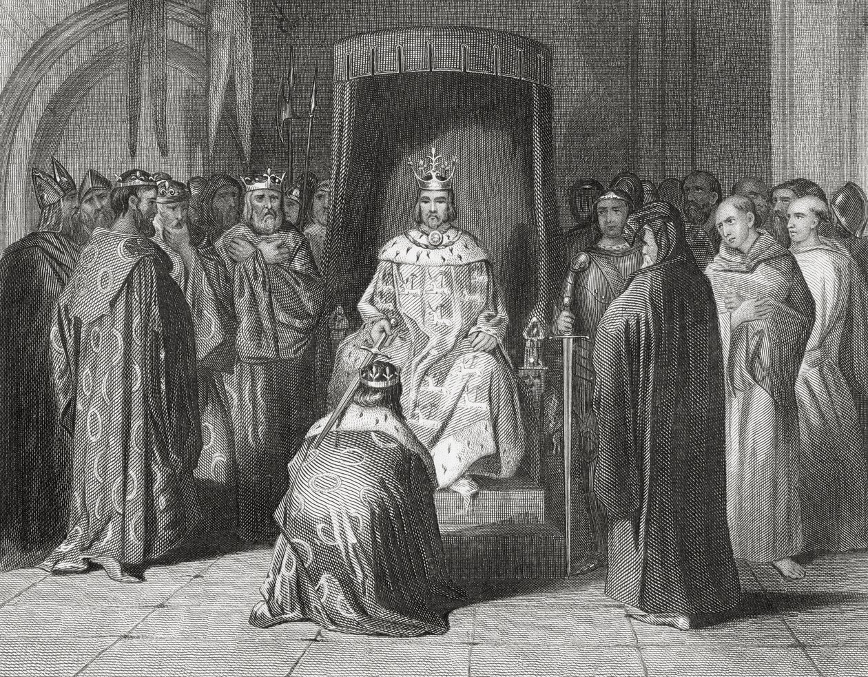 El rey Ricardo II nombrando caballeros a los reyes de Connaught, Ulster, Thomond y Leinster en 1394, 