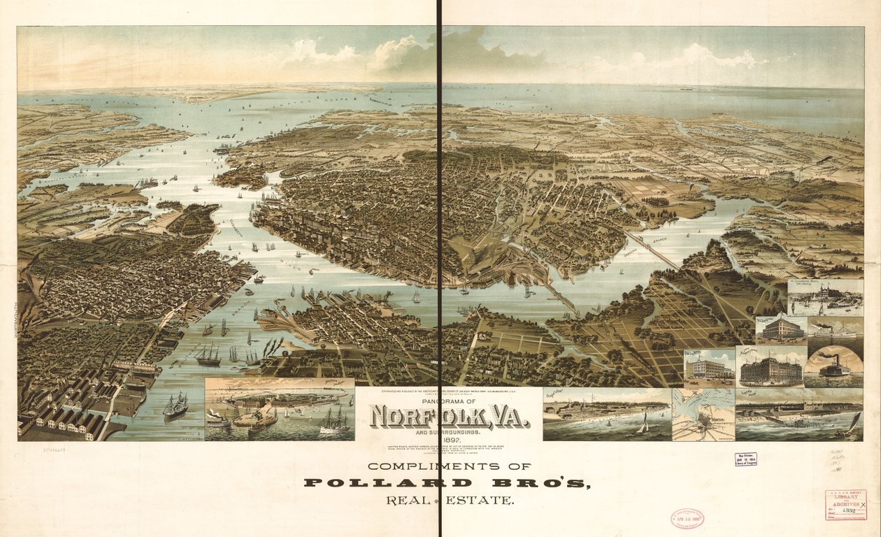 Panorama de Norfolk y alrededores 1892. de Henry Wellge