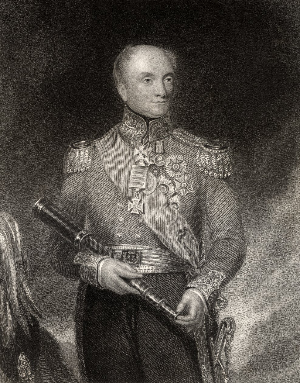 Sir Rowland Hill, grabado por W.H. Mote, de 