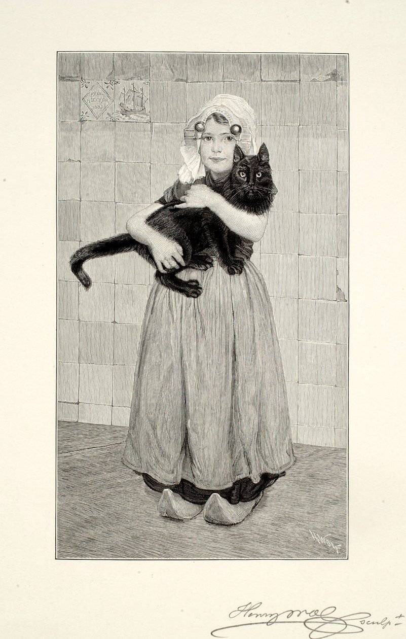 Chica con gato de Henry Wolf
