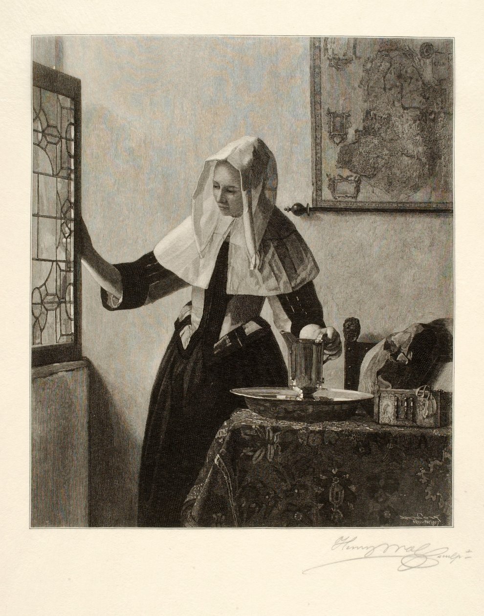 Mujer joven en una ventana de Henry Wolf