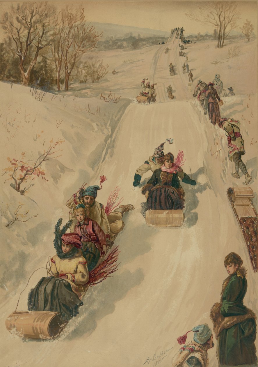 Tobogán, por L. Prang y Co., 1886 de Henry after Sandham