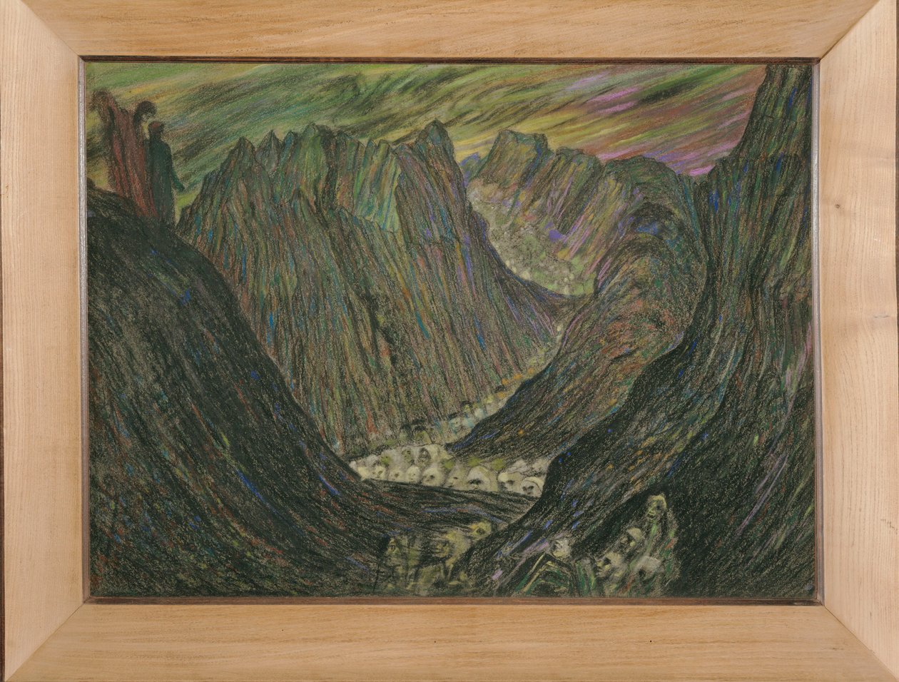 Dante et Virgile aux enfers - Dante y Virgilio en el Infierno: Procesión de los condenados con sotanas doradas de plomo ... (pastel) de Henry De Groux