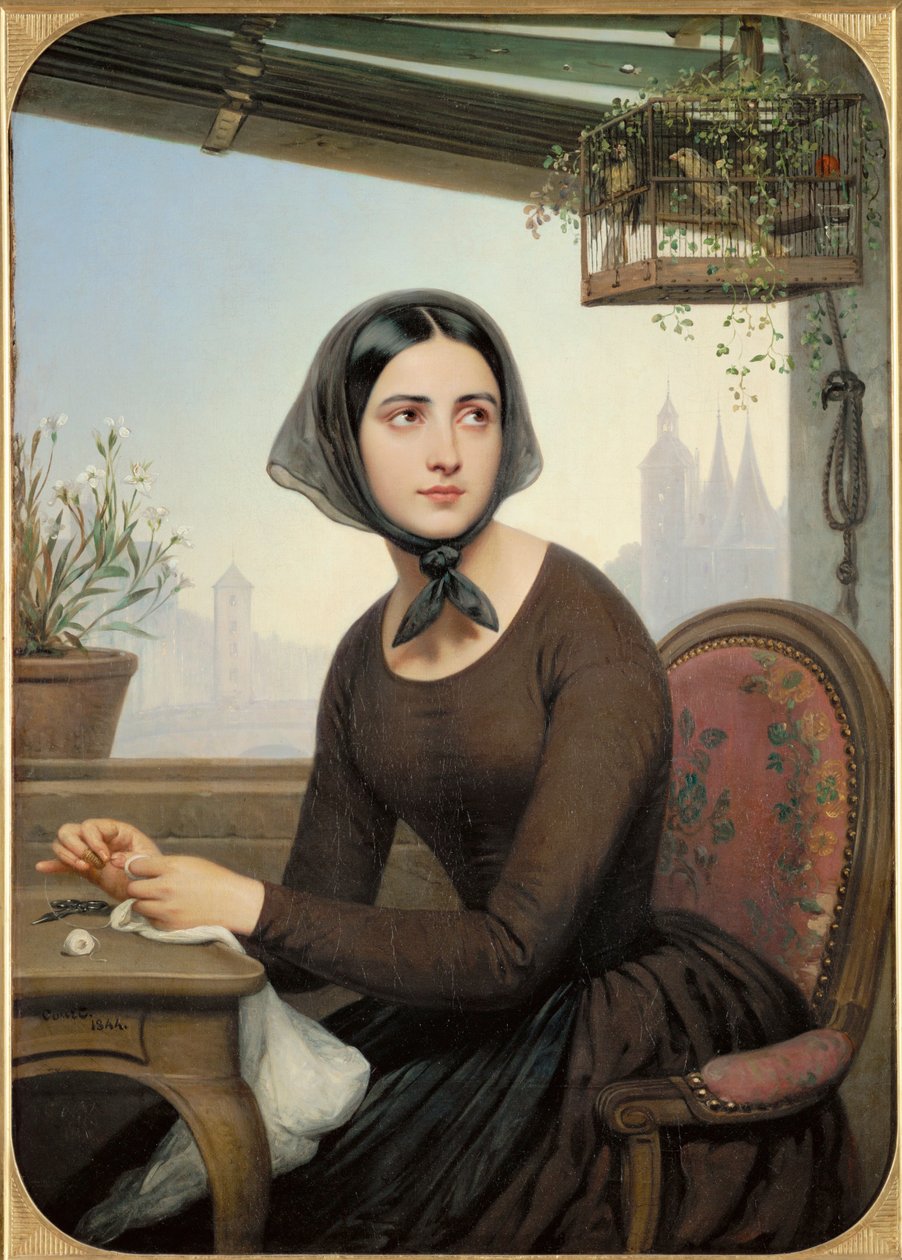 Rigolette durante la ausencia de Germain (pintura sobre lienzo) de Henry de Valcourt Kip