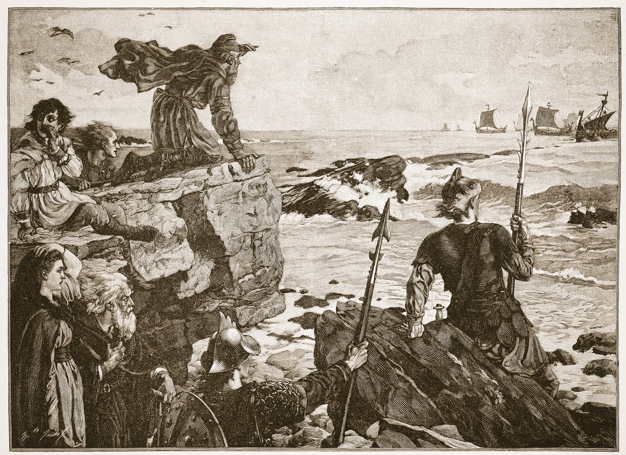 Cómo los daneses subieron por el canal hace mil años, ilustración de 
