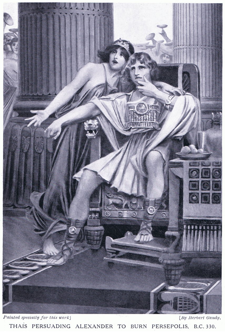 Thais persuadiendo a Alejandro a quemar Persépolis 330 a.C. de Herbert Gandy