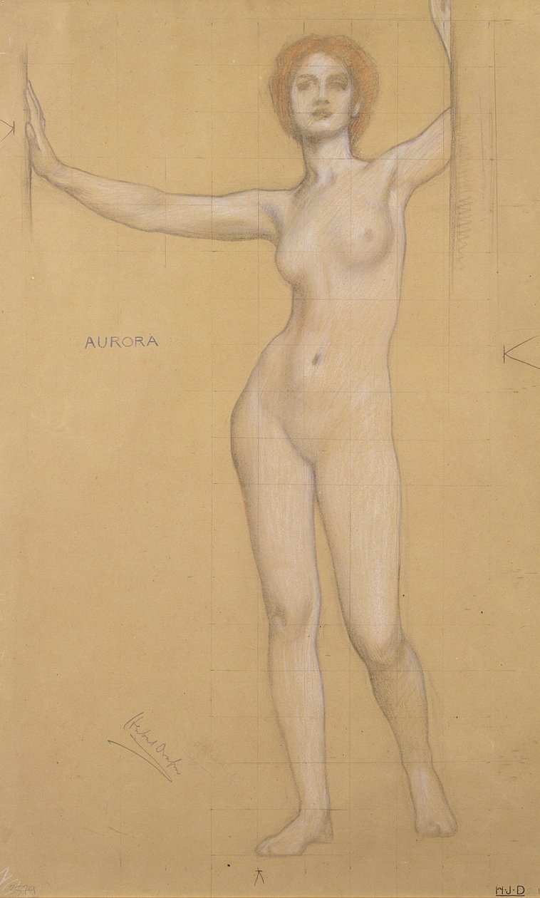 Aurora - Estudio para las Puertas del Amanecer de Herbert James Draper