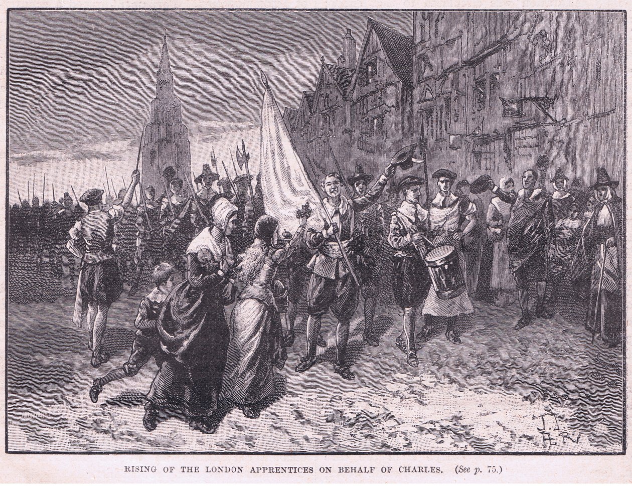 Levantamiento de los aprendices de Londres en apoyo de Carlos I, 1648 de Herbert Railton