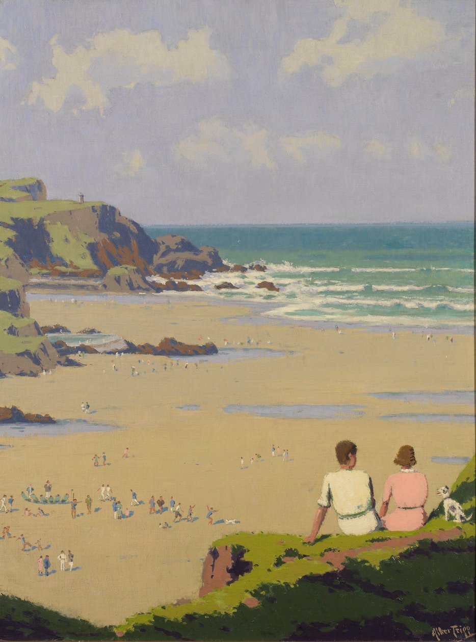 Summerleaze Beach (óleo sobre lienzo) de Herbert Alker Tripp