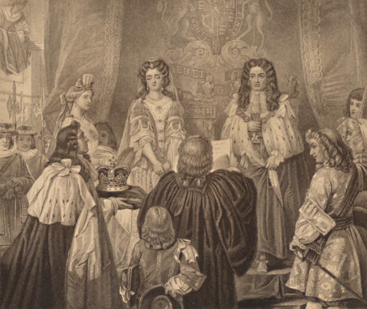 La corona ofrecida a Guillermo y María, 1689, 1886 de Herbert Bourne