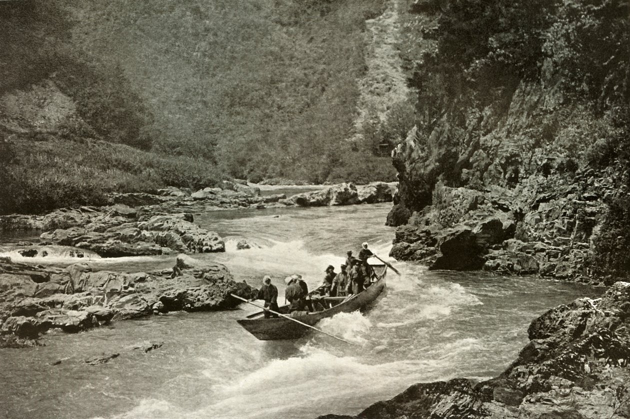 Navegando los rápidos del Katsura-Gawa, 1910 de Herbert Ponting