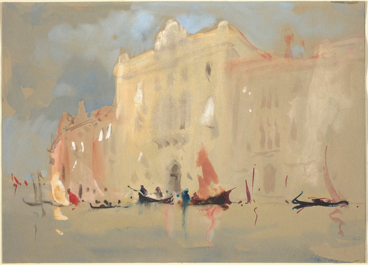 Góndolas ante un palacio en el Gran Canal de Venecia de Hercules Brabazon Brabazon